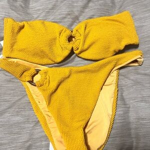 Yellow Textured Bikini Set